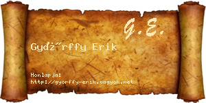 Győrffy Erik névjegykártya
